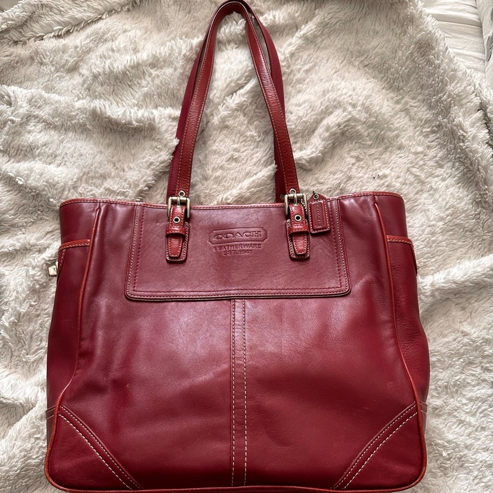 Red leather Coach Bag